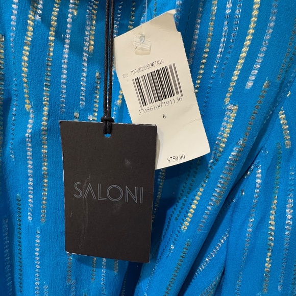 SALONI Turquoise Blue Metallic MARISSA Dress - Picture 5 of 5